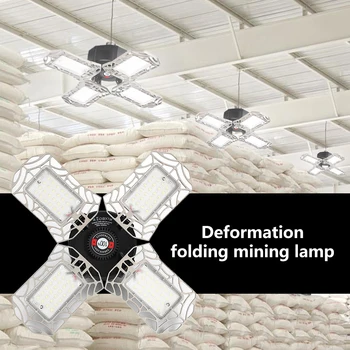 

Deformation Fan Industrial Lighting E26 E27 Garage 6500LM 85-265V Ceiling Lamp Cold White LED Industrial Foldable Lights
