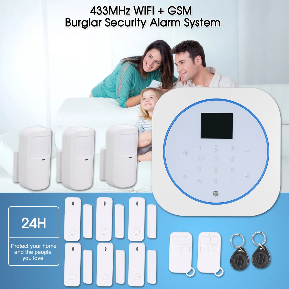 433 МГц Wifi GSM сигнализация домофон дистанционное управление детекторы Tuya приложение управление сенсорная клавиатура работа с Alexa Голосовое управление