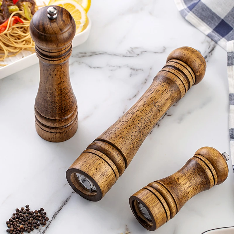 Classical Oak Wood Salt And Pepper Spice Mills Grinder Set 5