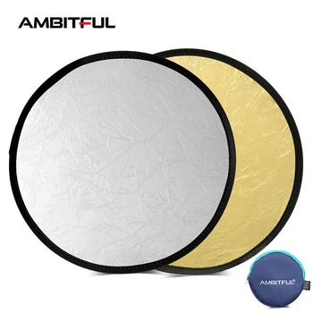 Reflector redondo multidisco 2 en 1, 30cm, con bolsa, portátil, plegable, plateado, dorado, blanco, para estudio de fotografía