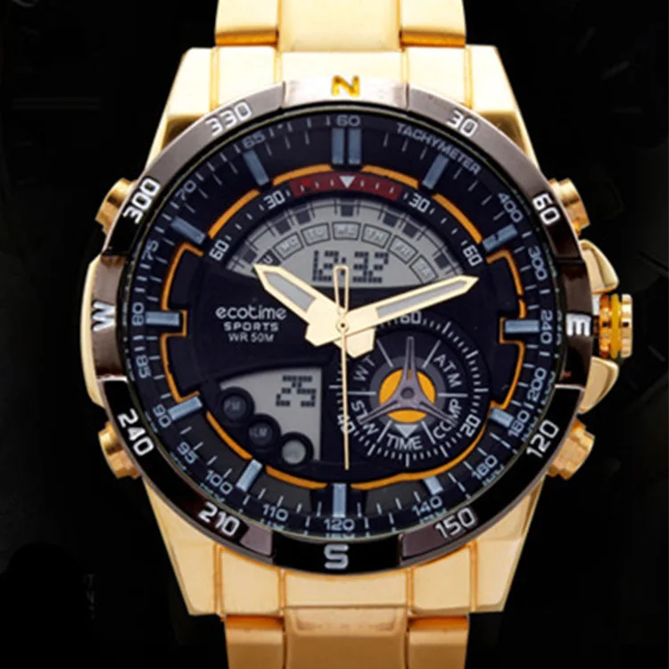 

Hot Selling AMST Watch Dual Display Waterproof Quartz LED Watch MEN'S Watch Double Inserts Gold Watch 3009