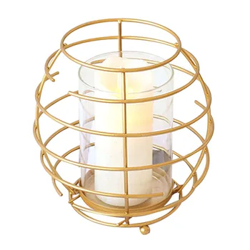 

16cm Height Golden Metal Geometric Candlestick Wedding Candle Holder Decoration