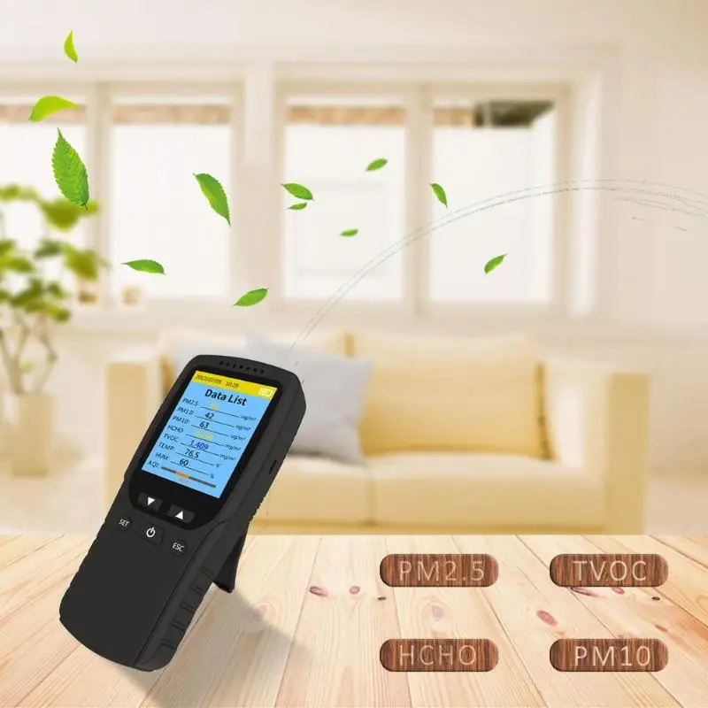 

8 in 1 Formaldehyd Detector PM2.5 HCHO TVOC AQI Air Quality Monitor Temperature Meter USB Rechargeable Gas Analyzer
