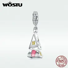 WOSTU, милые Подвески для дома и дома, 925 пробы, серебро, циркон, бисер, подходит для оригинального браслета, кулон, изготовление ювелирных изделий, BKC1267