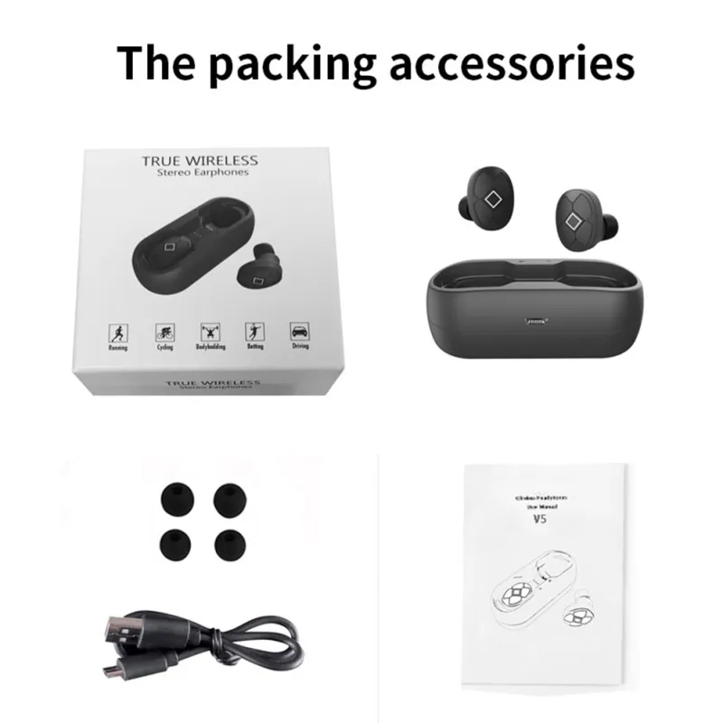 Беспроводные наушники V5 TWS, водонепроницаемые, Hi-Fi, Bluetooth, гарнитура 5,0, наушники с шумоподавлением, игровые наушники для смартфона, новинка