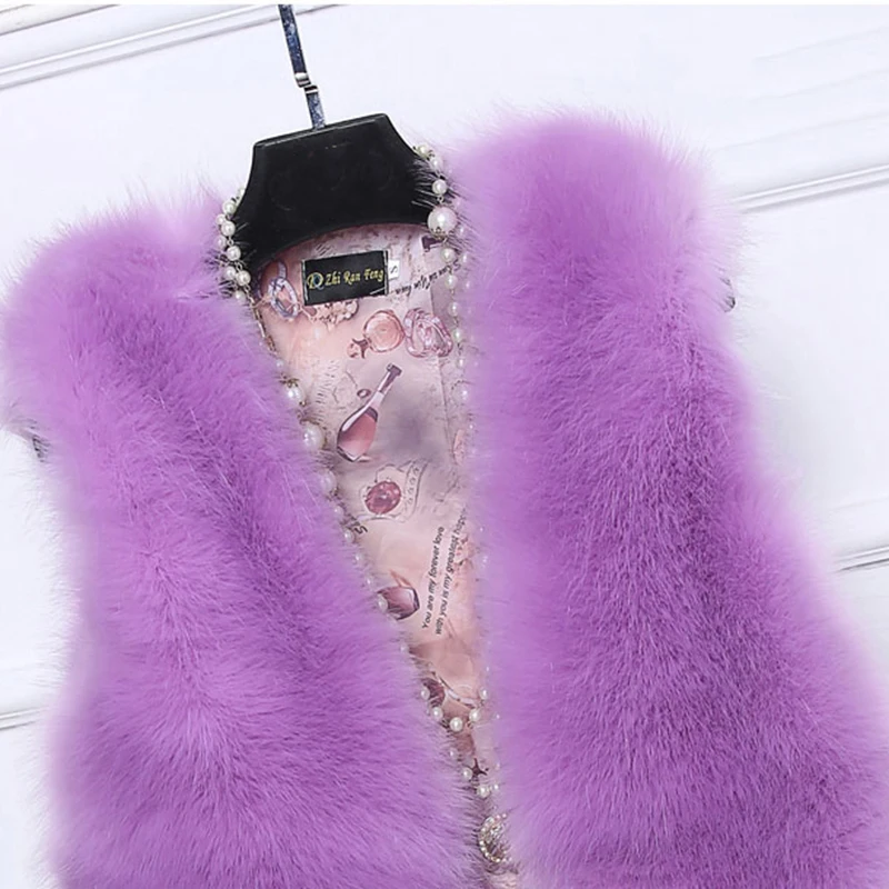 Autumn Winter Faux Fur Coat Women Casual Elegant Slim Thick Warm Short White Vest Oversize Fur Jackets Female Plush Outwear - Цвет: Фуксия