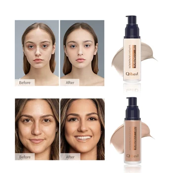 

30ML Breathable Liquid Foundation Moisturizing Cover Defects Scars Acne Marks Even Skin Color 7 Colors Face Foundation