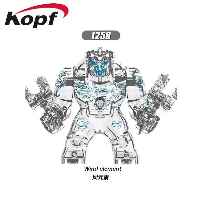 

XH 1258 Super Heroes Big Figures Fire Elemental Water Element Earth Elemental Wind Element Building Blocks Model For Kids Toys