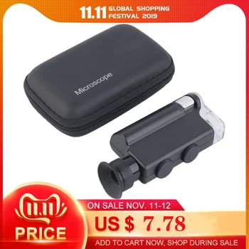 

2018 NEW Mini portable Microscope Pocket 200X~240X Handheld LED Lamp Light Loupe Zoom Magnifier Magnifying Glass Pocket Lens