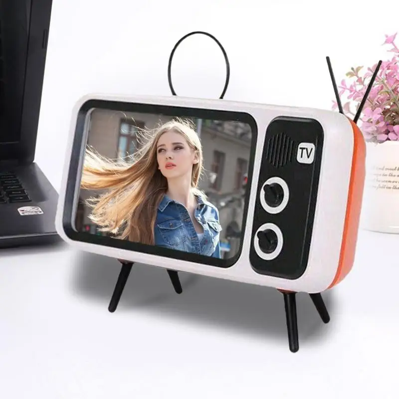 retro tv bluetooth speaker mobile phone holder