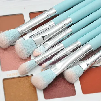 

12 Pcs Light Blue Wooden Handle Powder Eye Brush Makeup Brush Set Make Up Brush Cosmetics Beauty Tools Professional Brush ZJXM2