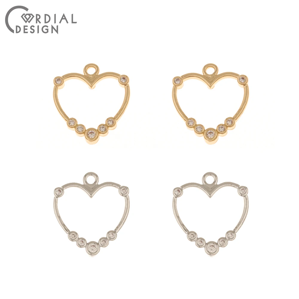 Cordial Design 100Pcs 14*14MM Jewelry Accessories/Hand Made/Earrings Pendant/Heart Shape/Jewelry Findings Components/DIY Making - cordial