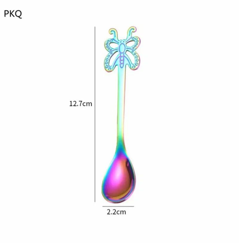 colorful Полая бабочка Нержавеющая сталь чайная и кофейная ложка столовые ложки десерт приспособление для салата - Цвет: colorful