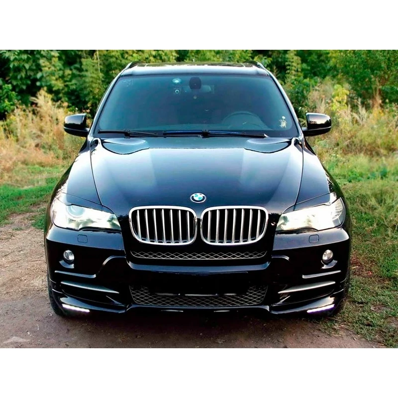 BMW X5 E70 2007 2013 Накладки на передние фары (реснички) широкие ABS пластик eyebrows|Абажуры| |
