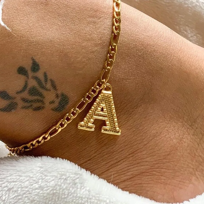 Alphabet Leg Bracelets Anklets For Women Foot Gold gothic accessories Chain Jewelry Feet Gifts Initial Letter Ank | Украшения и