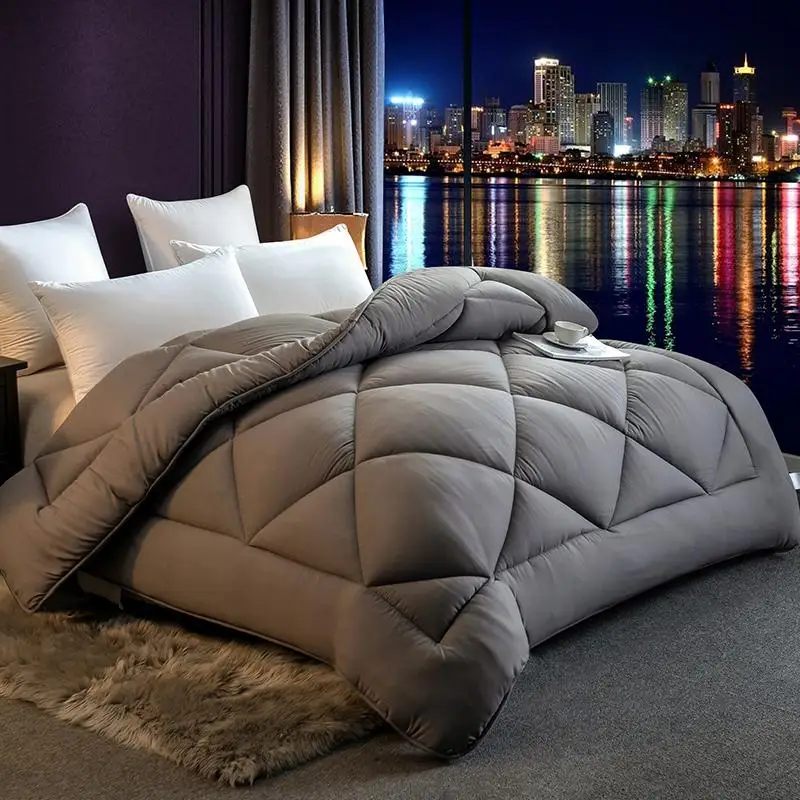 Multiple Styles Choose Quilt White Superfine Fiber Winter Quilt Comforter Polyester Blanket Duvet Filling With Cotton Cover - Цвет: Светло-серый