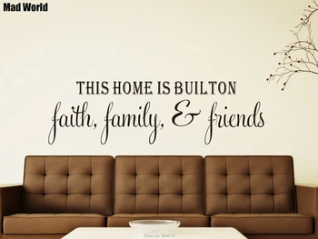 

HOME IS BUILT ON FAITH FAMILY & FRIENDS Wall Art Stickers Wall Decals Home DIY Decoration Removable Room Decor Wall Stickers