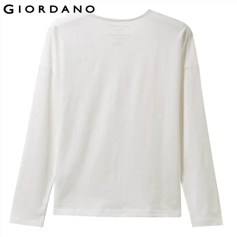 Женская футболка с открытыми плечами Giordano свободная Осенняя круглым вырезом