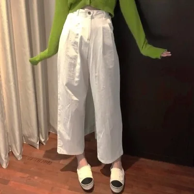 white pants Корейская мода тонкий вязаный свитер пальто с длинным рукавом Повседневный v-образный вырез сплошной цвет зеленый кардиганы женские топы PZ2233 - Цвет: white pants