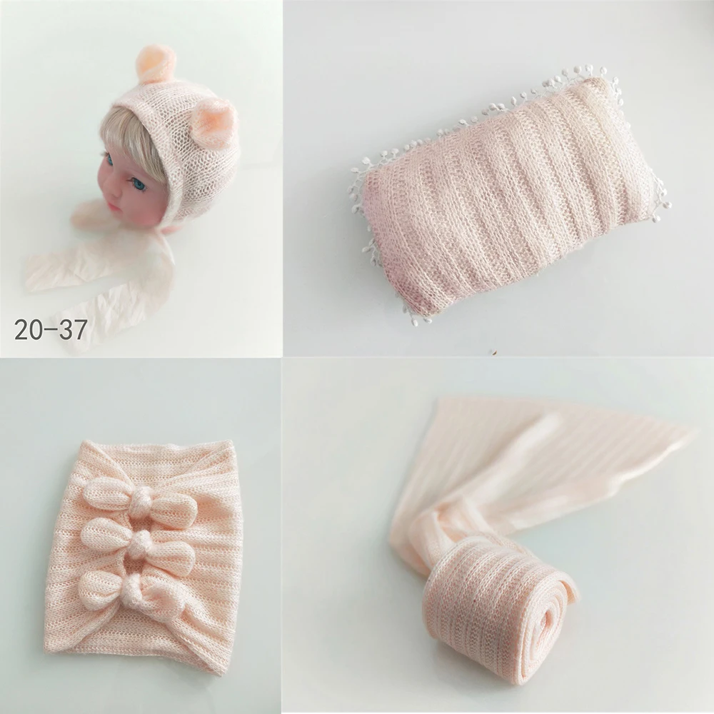4pcs Sets 20-37 D& J 4 шт./5 шт. комплекты для новорожденных реквизит для фотосъемки ребенок позирует подушку шляпа капот обертывания фоновое одеяло Fotografia студия реквизит - Цвет: 4pcs Sets 20-37