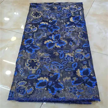 

2020 Wholesale high-quality gauze lace Royal Blue African lace fabrics and sequins African French wedding lace fabrics 5 yards