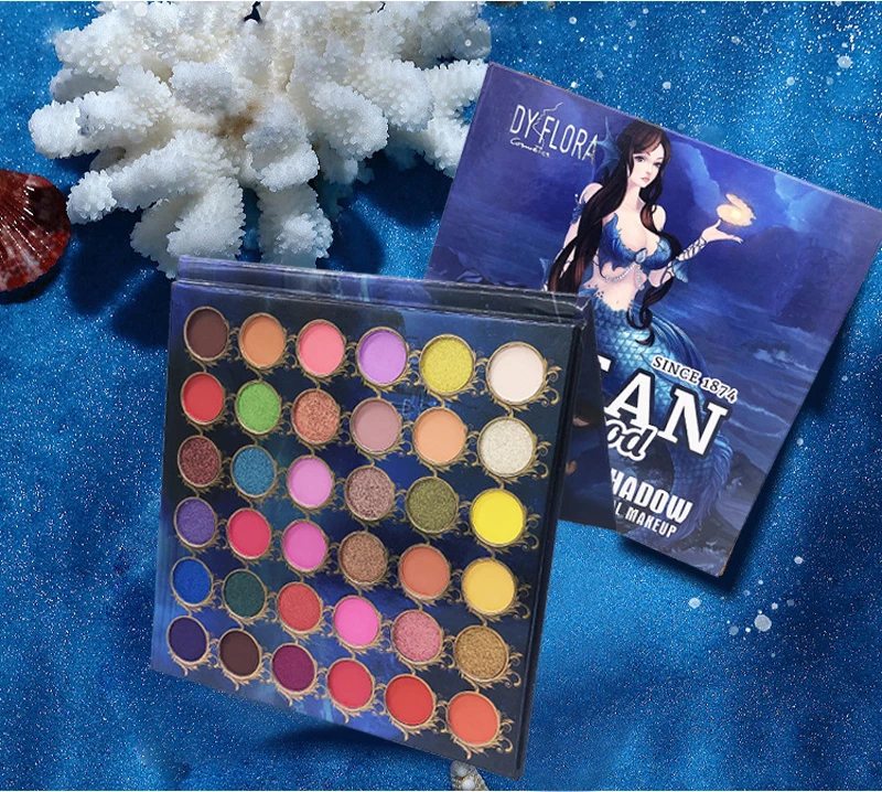 Charm Beauty Glazed 36 colors Eyeshadow Pallete Blue Mermaid Eye Makeup Shimmer Matte Glitter Make up Eye Shadow Pallette