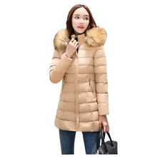 Зимнее пуховое пальто с капюшоном и меховым воротником, длинное толстое теплое Женское пальто Casaco Feminino Abrigos Mujer Invierno, стеганые парки для студентов 09