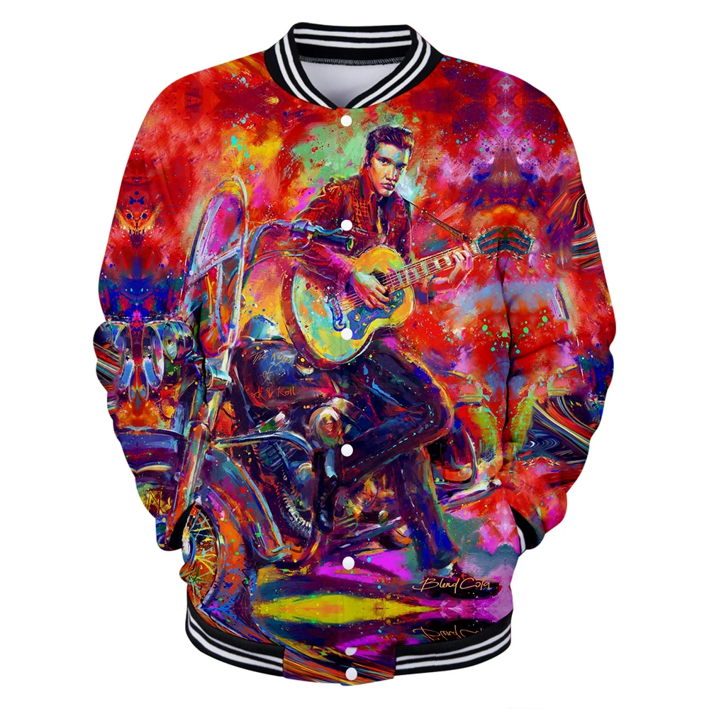 

Popular artist The King Elvis Presley Men/Women Jacket Stand Collar Male Jackets Casual High Quality Baseball uniform