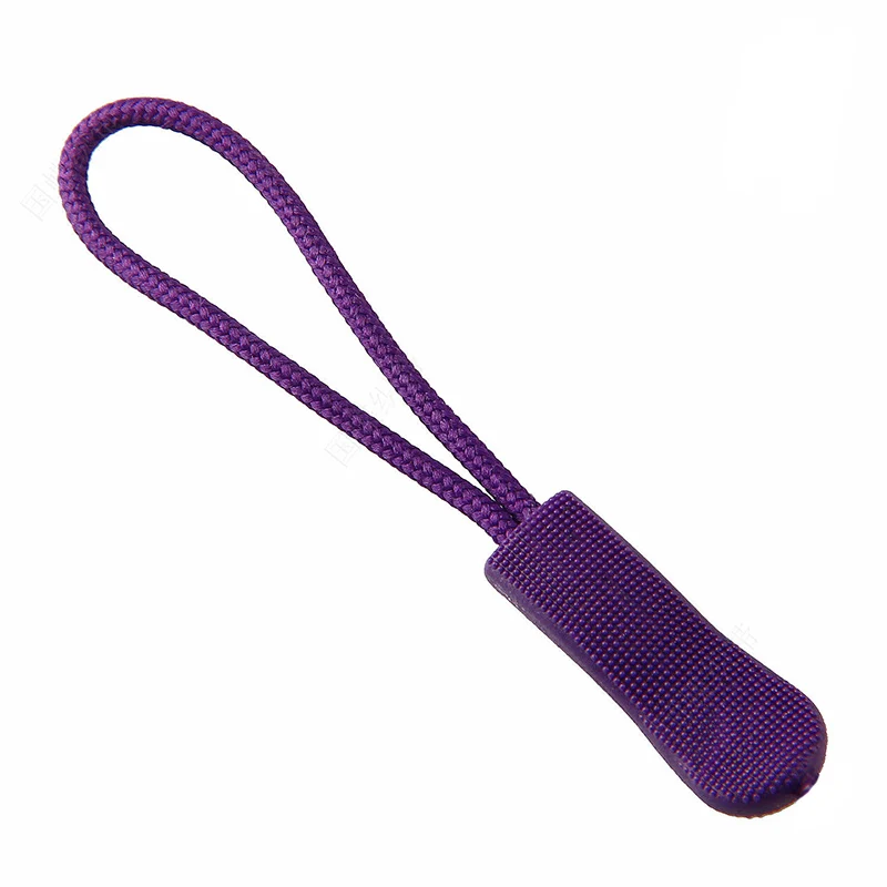Purple zipper puller 100 шт цветной молнии тяните тактический рюкзак конец верёвка для упражнений тег фиксатор молнии шнур аксессуары застежка-молния DIY молния голова Лариат слайдер - Цвет: Purple zipper puller