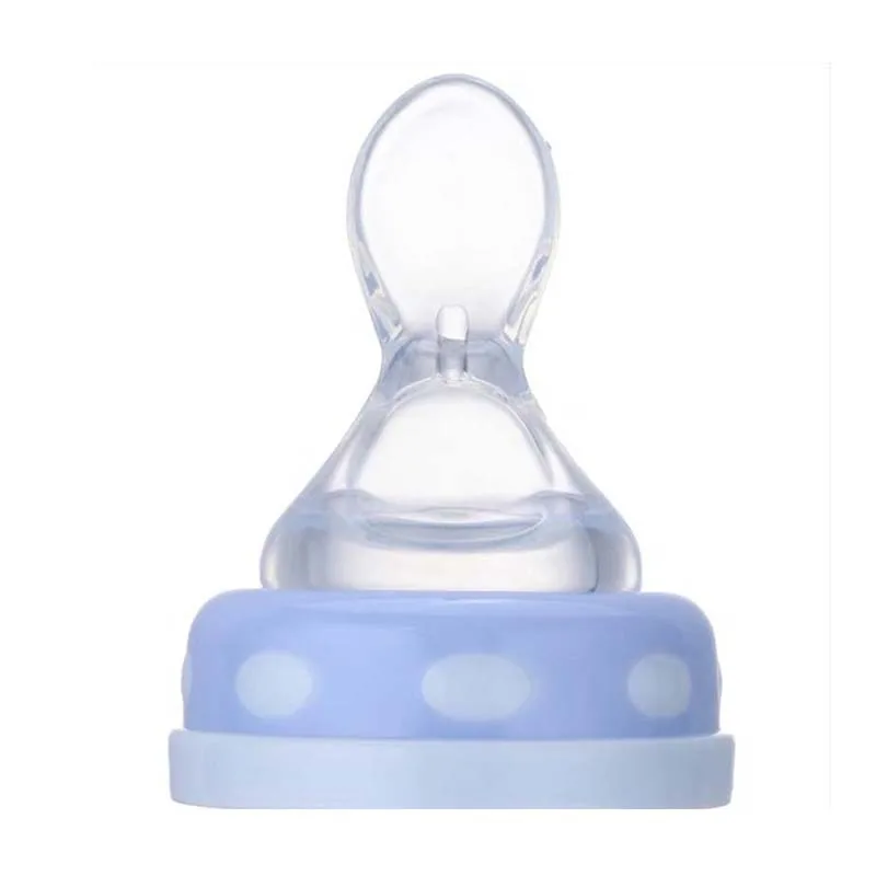 2Pcs Silicone Baby Cereal Feeder Bottle Spoon Toddler Wide Feeding Bottle Spoon Replacement Fresh Food Cereal Squeeze Feeder 2