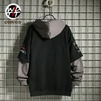 Spring /Autumn Men's Sweater Retro Mock Two-Piece Hooded Korean Hip Hop Print Sweatshirt Loose Hoodie Male Fleece Padded Jacket - Image 4
