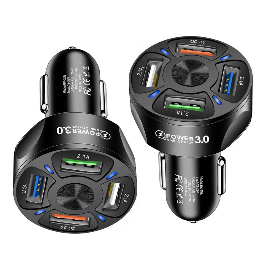 QC 3.0 3 USB Car Charger Quick Charge Phone Charging Adapter for iPhone Samsung Xiaomi Redmi Note 9 phone charger,car charger,phone charger adapter,car phone charger