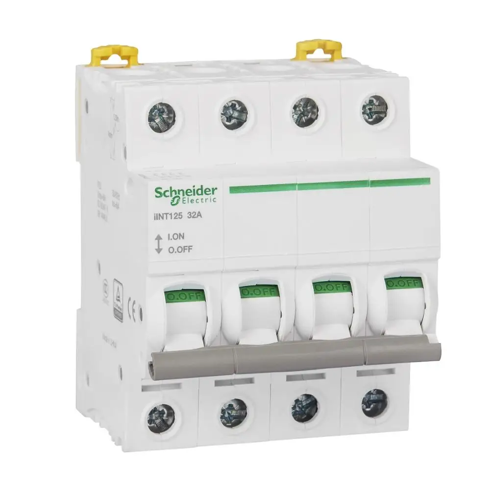 

Original export IINT125 isolation switch, 4P 32A 400VAC 50 / 60Hz 4kA switch-disconnector alone DIN rail mounting A9S68432