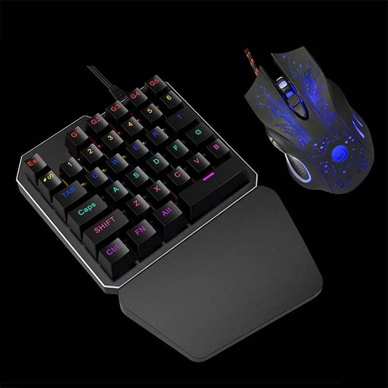 PPYY NEW-J100+ A885 Набор клавиатуры и мыши с 35 клавишами Mini Usb проводной 5500 точек/дюйм 6 кнопок светодиодная оптическая игровая клавиатура мышь комбо для D