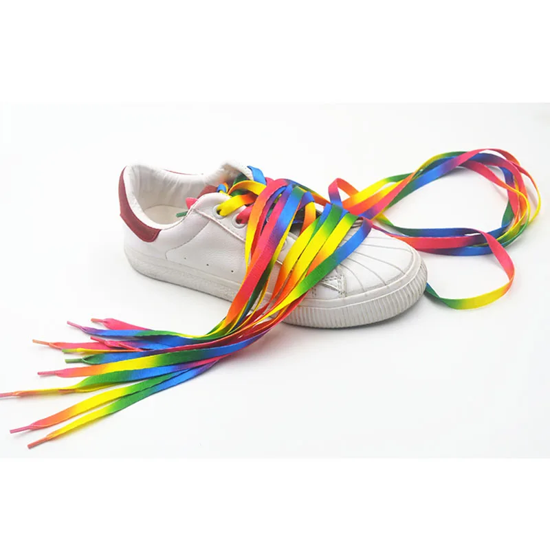 Colorful Lacets Chaussure Couleur Laces Rainbow Print Flat Canvas Shoe Lace Shoes Casual Chromatic Colour Shoelaces 80-60CM