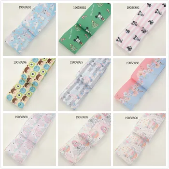

25mm/38mm/50mm/75mm Grosgrain/Satin Ribbon 5 Yards Heat Transfer Printed for DIY Wedding Party Hair Bow Decoration
