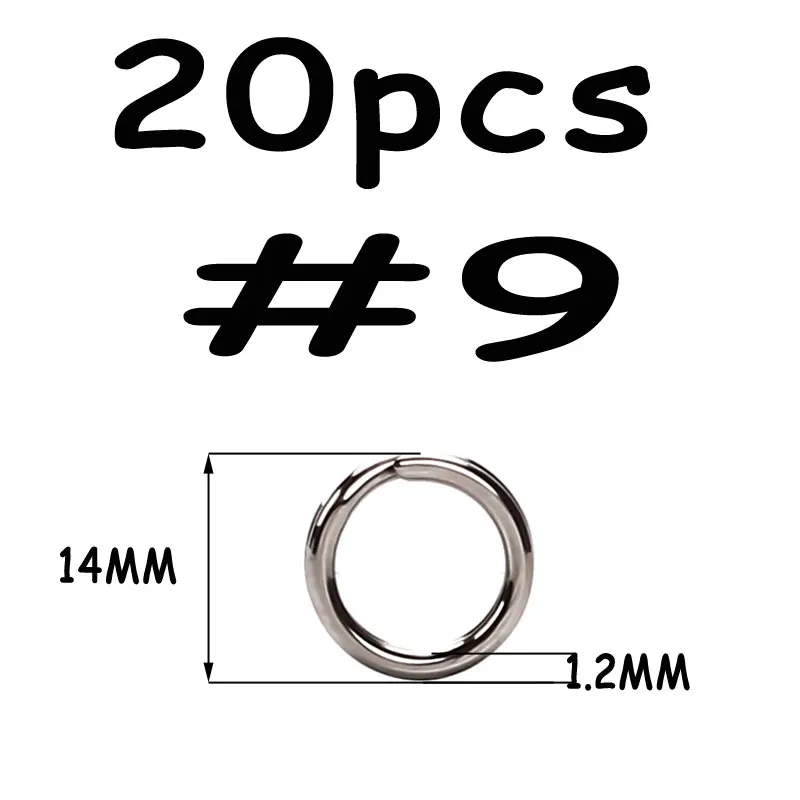 Split Ring 9 20pcs 20 шт из нержавеющей стали рыболовные Сплит Кольца твердые кольца соединители для блесны соленой воды рыболовные аксессуары анти ржавчины - Цвет: Split Ring 9 20pcs