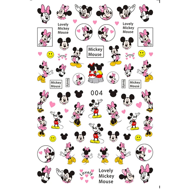 1PCS Disney Cartoon Anime Collection Star Design Nail Sticker Mickey Mouse Donald Duck Lion King Mermaid Stitch Nail Slider D004