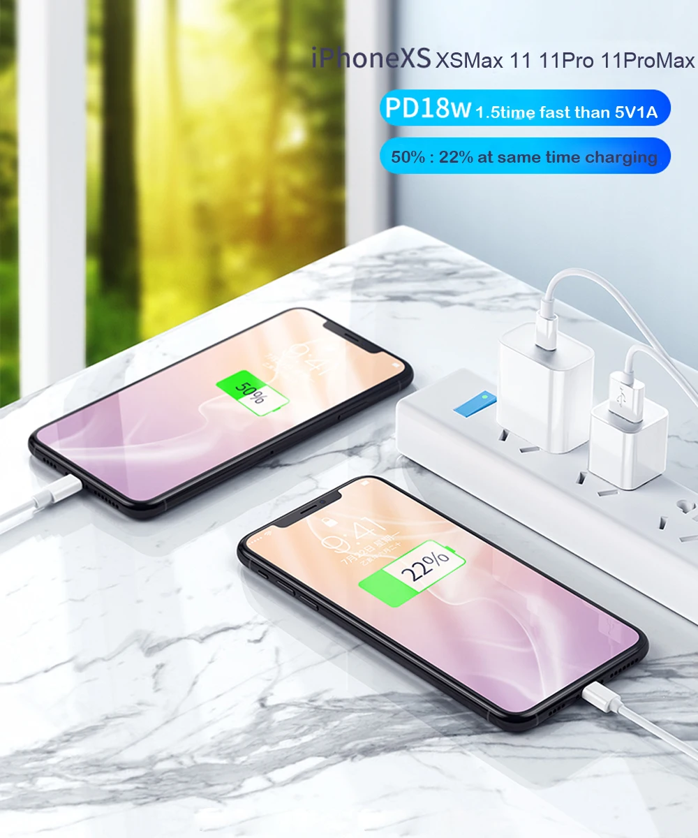 PD 18W 9 V/2A USB-C-Lightning 1/2 M кабель для быстрой зарядки адаптер для iPhone 11 11Pro Max XS XR