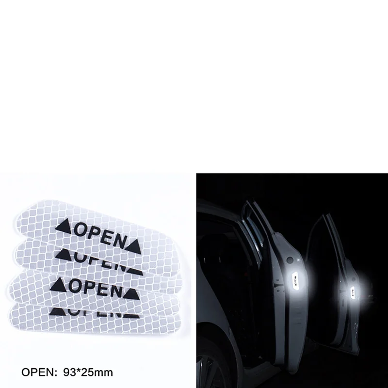 

4 Pcs Car Door Safety Warning Reflective Stickers OPEN Sticker For Land Rover LR4 LR2 Evoque discovery 2 3 4 freelander 1 2