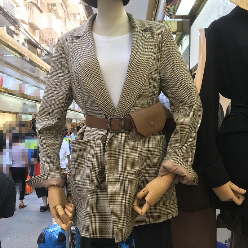 

2019 Early Autumn New Style Korean-style Elegant Suit England Ventilation Network Red Plaid Loose-Fit Small Suit Coat Women's Sp