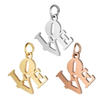 

5pcs / lot rose gold stainless steel love small pendant jewelry making material supplies findings necklace bracelet accessories