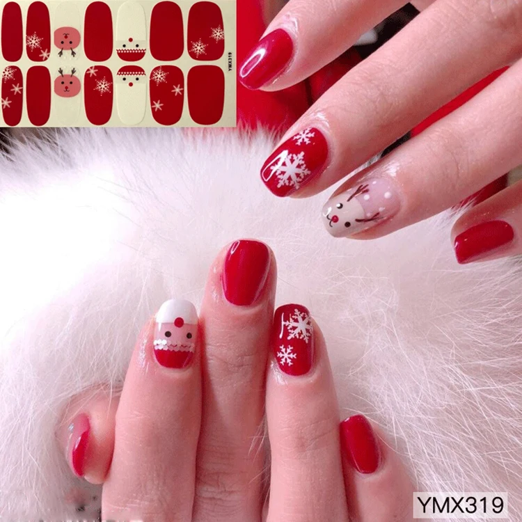 DIY Nail Art ремесло обертывания Рождественская тема наклейки для ногтей Снеговик Снежинка узоры клей год наклейки для подарков - Цвет: ymx319b