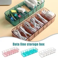 Kablo saklama kutusu şeffaf plastik veri hattı depolama konteyner masası kırtasiye makyaj organizatör anahtar mücevher kutusu ofis tutucu