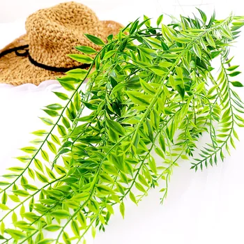 

1 Bunch Artificial Plants fake leaves Wall Hanging Vines Greenery Garland Faux weeping Willow Rattan Home Garden Wedding Decor