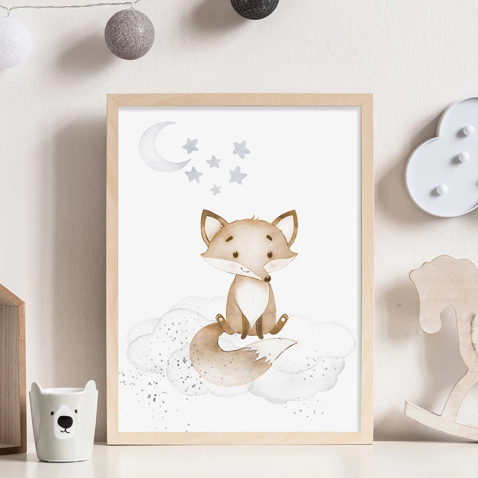 Animal-Deer-Lion-Monkey-Elephant-Nursery-Poster-Wall-Art-Canvas-Painting-Picture-Kid-Bedroom-Living-Room (2)