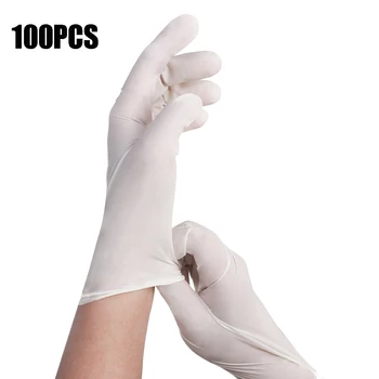 

100PCS Disposable Natural Latex Gloves Isolation Bacteria Pull-resistant High Elastic Anticontact Work Gloves Waterproof Gloves