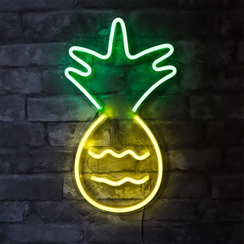 pineapple Ночной свет, бар, неоновый свет, вечерние, настенный, светодиодный, неоновый, Рождественский магазин, окно, искусство, Настенный декор, неоновые огни, яркая лампа с питанием от USB - Испускаемый цвет: pineapple