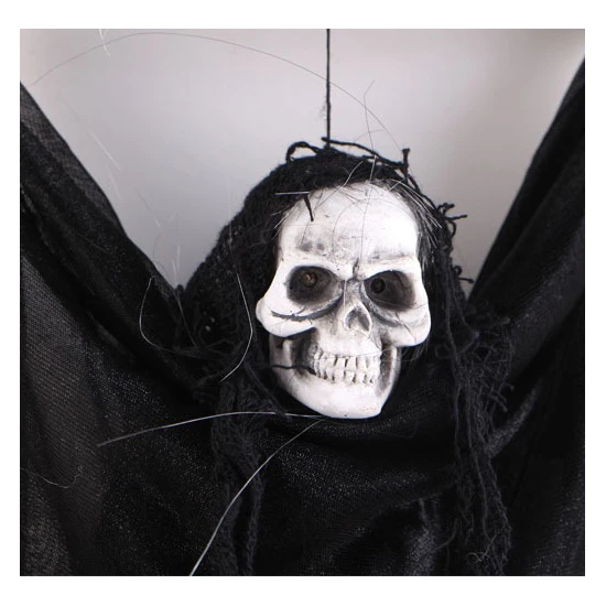 Halloween Props Party Bar KTV Decoration Voice Activated Hanging Skull Skeleton Ghost with Glowing Red Eyes and Sound Effects Bl