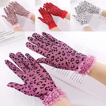 

2020 New Biking Leopard Summer Gloves Sexy Lace Mesh Driving Anti UV Sunscreen Full Finger Mittens Lady Dressy Gloves